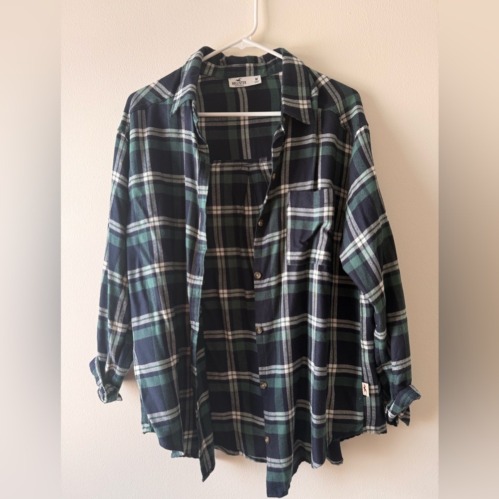 Hollister Blue and Green Plaid Shirt